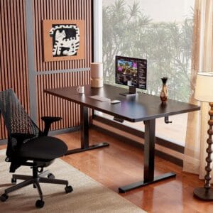 Modern home office setup with ErGear standing desk in room context