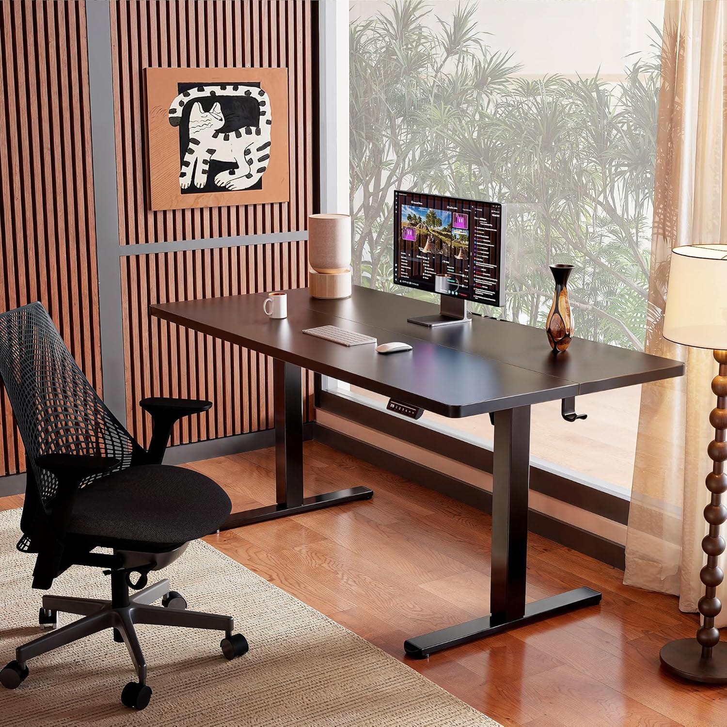 Modern home office setup with ErGear standing desk in room context