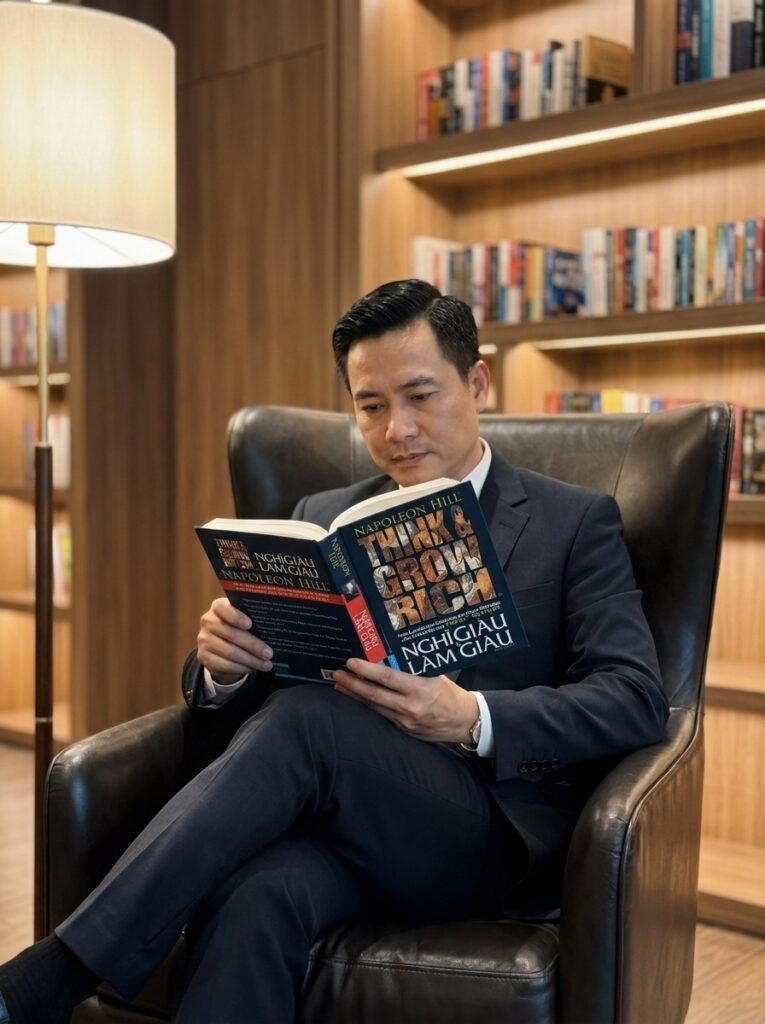 Để Có Được Sự Giàu Có Trong Cuộc Sống Thì Cần Bắt Đầu Từ Tư Duy: Đọc "Nghĩ Giàu Làm Giàu" Dưới Góc Nhìn Freelancer Man Reading Book In Library 202607181251 765x1024